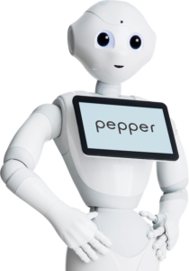 Pepper robot szemből.